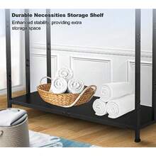 Extra Large Free Standing Towel Rack With Metal Storage Shelf And 6 Hooks For Bathroom 3 Tiers Heavy Duty Blanket Drying Stand Holder For Outdoor Pool Bedroom Living Room Black - 黑色 - 查看 5