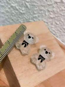 1 Pair Transparent Resin Small Bear Stud Earrings - Multicolor - View 4