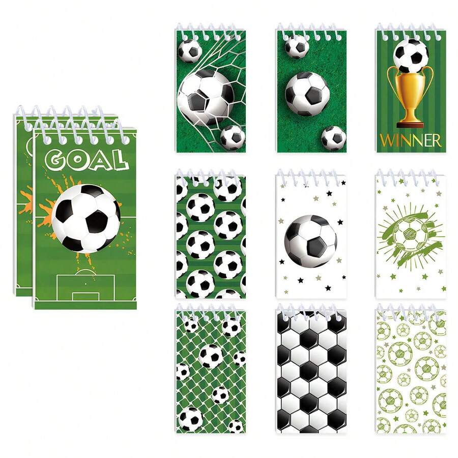 12pcs/Set Football World Cup Spiral Notebooks, Activity Notebooks, Small Gifts, Student Notebooks, Text Notebooks, Spiral Notebooks, Material Notebooks, Notebooks, School Supplies, Student Prizes, Party Notebooks, Back To School Stationery, Christmas Notebooks - Multicolor - View 1