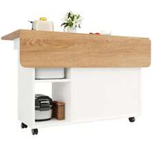 Kitchen Island, Modern Kitchen Island, Kitchen Cabinet, Removable Serving Cart, Sideboard, Wood-Look Dining Cart, Buffet, Multifunctional Dining Table With Storage, Black - 白色 - 查看 9