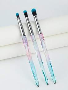 3pcs Eye Shadow Brush Makeup Brush Transparent Crystal Diamond Plastic Handle Eye Brush Smudge Brush Set Nose Shadow Brush Concealer Brush Portable Soft Hair Professional Makeup Tools. - Multicolor - View 7