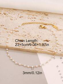 1pc Simple White Faux Pearl Chain Anklet For Women Fashion Stainless Steel Ankle Bracelet On Leg Foot Beach Jewelry Gift - Anklets - View 7