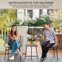 Poly Rattan Garden Furniture Set, 2-Person Garden Lounge Set, 3-Piece Set With 2 Chairs, Side Table, Cushions, Weather-Resistant, For Garden, Patio Or Balcony, Dark Grey