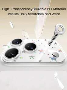 1 Stück Sternenholograpischer Laser Rückfilm, Linsengrundfilm kompatibel mit iPhone 17 Pro Max/17 Pro, DIY Herz Aufkleber Handy Schutzfolie Bildschirmschutz Essentials, geeignet für täglichen Schutz, Büro, Zuhause, täglicher Schutz Büro Zuhause Handy Bildschirmschutz Handy Zubehör wasserdicht stoßfest kratzfest - Transparent - Übersicht 5