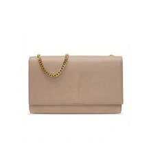 Gold Character Logo Fashion Crossbody Shoulder Bag For Women Grain Embossed Leather - Màu Khỏa thân - Xem 1