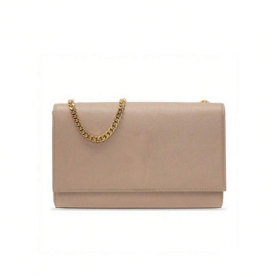 Gold Character Logo Fashion Crossbody Shoulder Bag For Women Grain Embossed Leather - Màu Khỏa thân - Xem 1