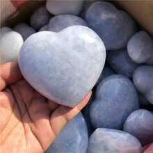 Natural Blue Heart-Shaped Stone, Home Decoration, Holiday Decoration, Office And Study Decoration Ornaments, Christmas, Valentine's Day, Thanksgiving Gifts For Family And Friends - Màu xanh lam - Xem 7