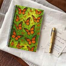 1Pc Vivid Orange Butterfly Nature Art Deco A5 Spiral Notebook For Creative WritingOffice MeetingsSchool NotesTravel DiaryDaily Journal And Other Scenes 64 Pages - Black - View 5