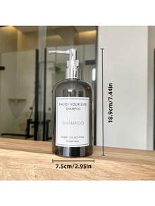 3pcs Oval Shaped Press Refillable Bottles, Black Shower Gel Shampoo Conditioner Empty Bottles With Waterproof Labels, Multi-Purpose Replacement Plastic Empty Bottles For Shower Gel, Shampoo, Conditioner, Body Lotion - Translucent Black - View 2