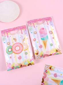 10/20/50个装甜甜圈主题礼品袋 - 带提手的甜美塑料礼品袋，生日派对用品，春夏礼品包装，婚礼礼品包装袋，新娘送礼会礼品袋 - 彩色 - 查看 8