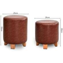 ASDF-Memory Foam Footstool Solid Wood Footrest Sofa Stool Multipurpose Dressing Table Stool Creative Shoe Bench Beige Large - Beis - Ver 2