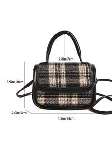 Mini Fashionable Solid Color Woven Leisure College Elegant Style Women Handbag Tote Bag - Black - View 4