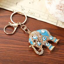 Luxury Creative Drip Oil Elephant Cartoon Keychain Small Pendant Accessories Rhinestone Metal Animal Wholesale Bohemian Zinc Alloy Jewelry, Winter - Multicolor - View 8