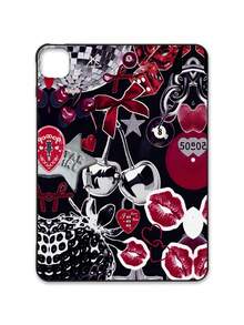 Y2K Baddie Collage iPad哑光黑保护壳，饰有复古迪斯科球、樱桃、红唇、豹纹、蝴蝶结、爱心锁图案，iPad保护套 - 黑色 - 查看 11