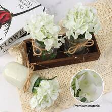 Bohemian Fall Mason Jar Floral Arrangements, Living Room Decorative Vases, Dining Room Ornaments, With String Lights - Centerpieces On A Rustic Wooden Tray, Thanksgiving Artificial Rose Bouquet Table Decoration, Farmhouse-Style Ladies' Gift. - trắng - Xem 5