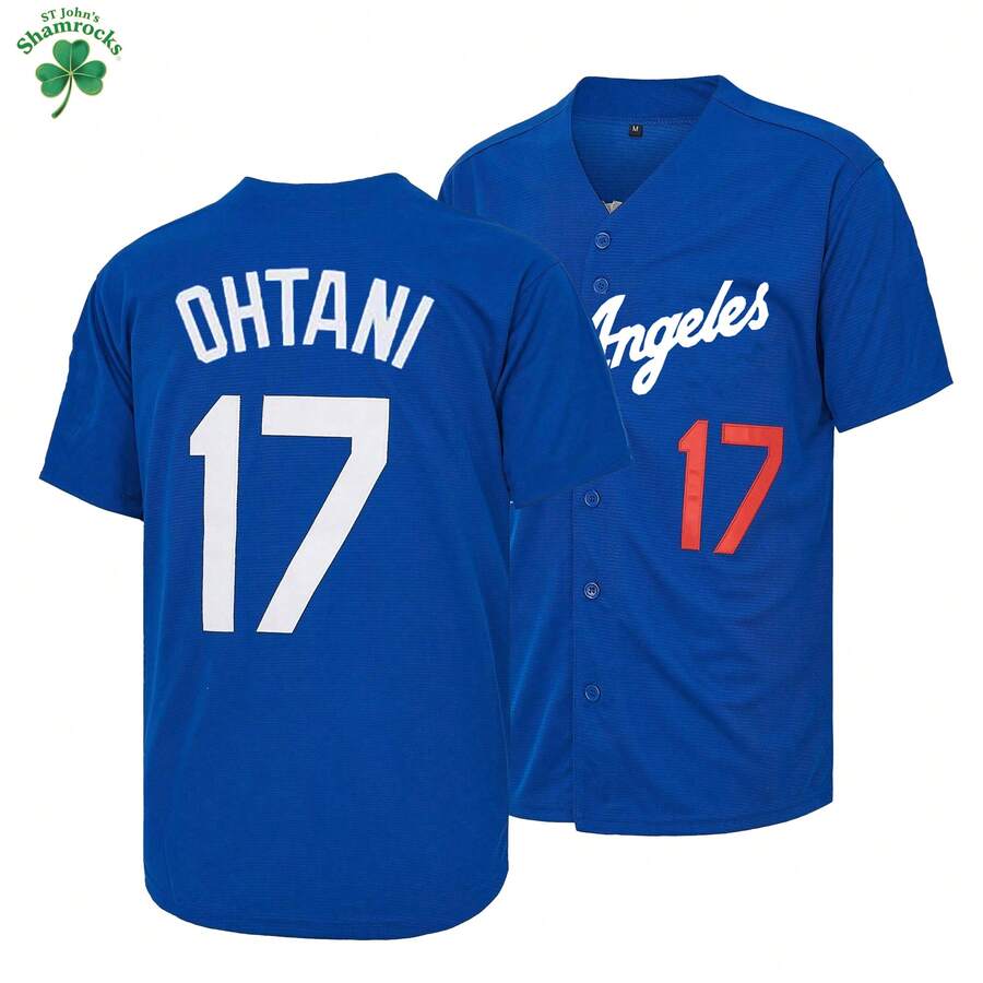 Shohei #17 Blue Los Angeles Baseball Jersey,Embroidered Baseball Apparel,Fan Gift For Game Day,Unisex - 藍色 - 查看 1