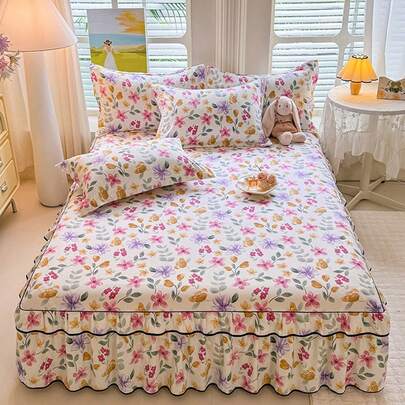 Váy giường bằng vải cotton giặt mềm, in họa tiết, thoải mái và mềm mại, không phai màu, không xù lông, không co rút, nhiều kích cỡ, phù hợp cho phòng ngủ, phòng khách, du lịch ngoài trời và mọi mùa.