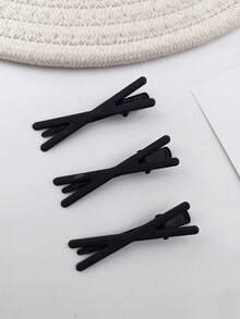 3pcs/Pack Ombre Elegant & Cute Iron Hair Clips, Suitable For Everyday Wear - Black - View 6