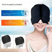 1PC Migraine & Headache Relief Cap With Gel Packs - Hot & Cold Therapy Mask For Tension, Puffy Eyes & Stress. Reusable Odorless Hat Provides Soothing Compression For Targeted Pain Relief. - Black - View 3
