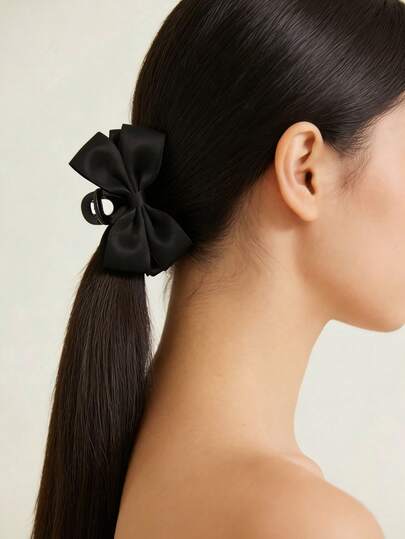 Fashionable Versatile Solid Color Elegant Bow Hair Claw