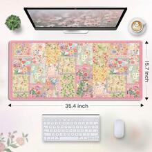 1 tấm lót bàn làm việc họa tiết hoa hồng dễ thương, tấm lót bàn phím và chuột cỡ lớn với đế cao su chống trượt, tấm lót bàn máy tính chống thấm nước phù hợp cho chơi game và văn phòng, phụ kiện bàn làm việc dành cho nữ, tấm lót bàn phím và chuột có đáy chống trượt và viền may chắc chắn, tấm lót bàn máy tính dài dành cho chơi game và văn phòng. - Hồng - Xem 4