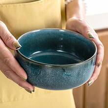 12/16/18pcs Dinnerware Set Reactive Glaze Dinner Set, Blue Dinner Sets for 4 People, Plates And Bowls Set with Dinner Plates, Dessert Plate, Cereal Bowls, Dishwasher And Microwave Safe, Handmade, Holiday Gift - Blau – 12-teilig - Übersicht 10