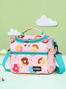 1pc Dinosaur Themed Insulated Lunch Bag, Unisex, Cute Insulated Lunch Box Set With Handle And Detachable Shoulder Strap, Reusable, Insulated Lunch Bag Set With Detachable Shoulder Strap - Multicolor - View 8