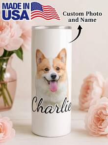 1pc 20oz/600ml Custom Pet Photo Water Cup, Personalized Straight Cup With Pet Name, Reusable All-Season Drinkware, Cute Birthday Holiday Family Gathering Gift, For Restaurant Living Room Bedroom Office Teahouse Home School - 款式3 - 查看 8