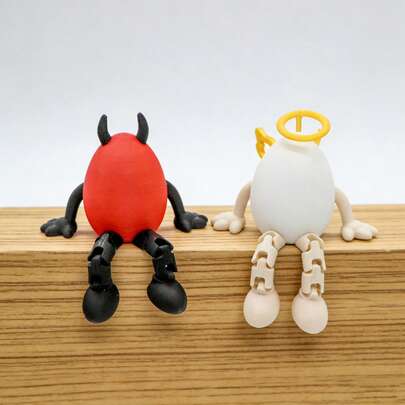 3D打印恶魔蛋装饰品 - 迷你哥特式恶魔摆件书架挂饰，适合青少年和成人 - 万圣节桌面装饰 - 红色可爱奇幻怪物 - 收藏礼品