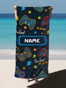 1pc Personalized Kids Beach Towel, Summer Birthday Gift, Summer Vibe, Girls Beach Travel, Customized Beach Towel, Swimming Pool, Beach Decor - Multicolor - View 6