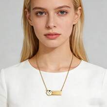 1件微笑男孩项链，可调节链条首饰，不锈钢笑脸标签项链 - 彩色 - 查看 13