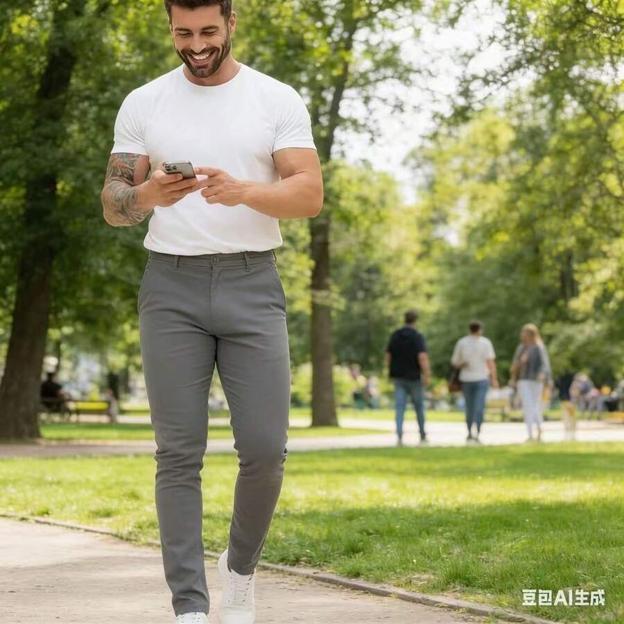 Men's Tailored Smart Casual Twill Trousers With Slash Pockets And Welt Pockets - Grey - View 1