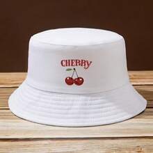 1pc Unisex Casual And Fashionable CHEBBY Cherry Letter Print Bucket Hat, Stylish Trucker Hat For Men And Women, Outdoor Hat Suitable For Spring And Summer Outdoor Sports, Camping, Fishing, And Beach Trips - Multicolor - View 3