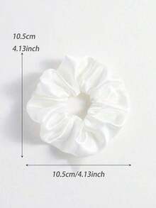 1pc/12pcs Women's Solid Color Satin Silk Hair Scrunchies Set, Soft Satin Elastic Hair Ties, Non-Damaging, Suitable For High Ponytail & Casual Wear Hairbands Head Accessories Elastic Band - White - 查看 3