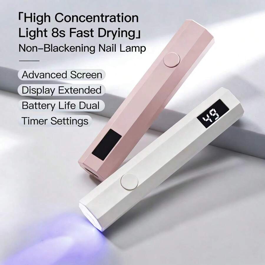 Lampe à ongles en gel portable avec affichage numérique, sans fil rapide à main/lanterne de lapin, interrupteur 2-en-1 avec minuterie de retard, convient pour la maison, le salon, éclairage moderne, lampe minimaliste, éclairage portable, veilleuse intelligente, éclairage pour petits espaces, passionnés de décoration d'intérieur, voyage - Équipement de durcissement de vernis à ongles en gel, un cadeau idéal