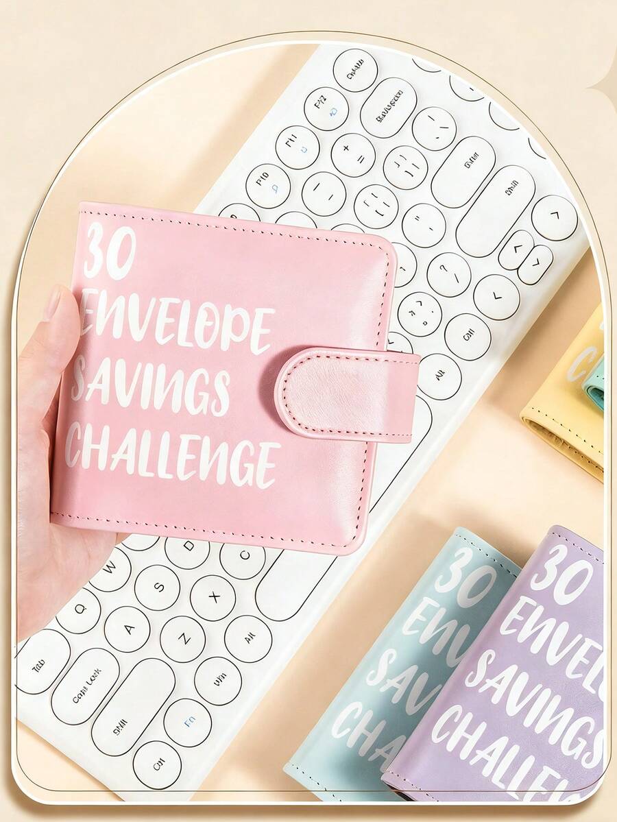 Trees 30 Envelopes Money Saving Challenge Binder, A8 Savings Challenges Book With Envelopes & Reusable Tracker, Binder - Save $5050 In Fun & Motivating Way, Gifts For Women School Supplies - Pink - View 1