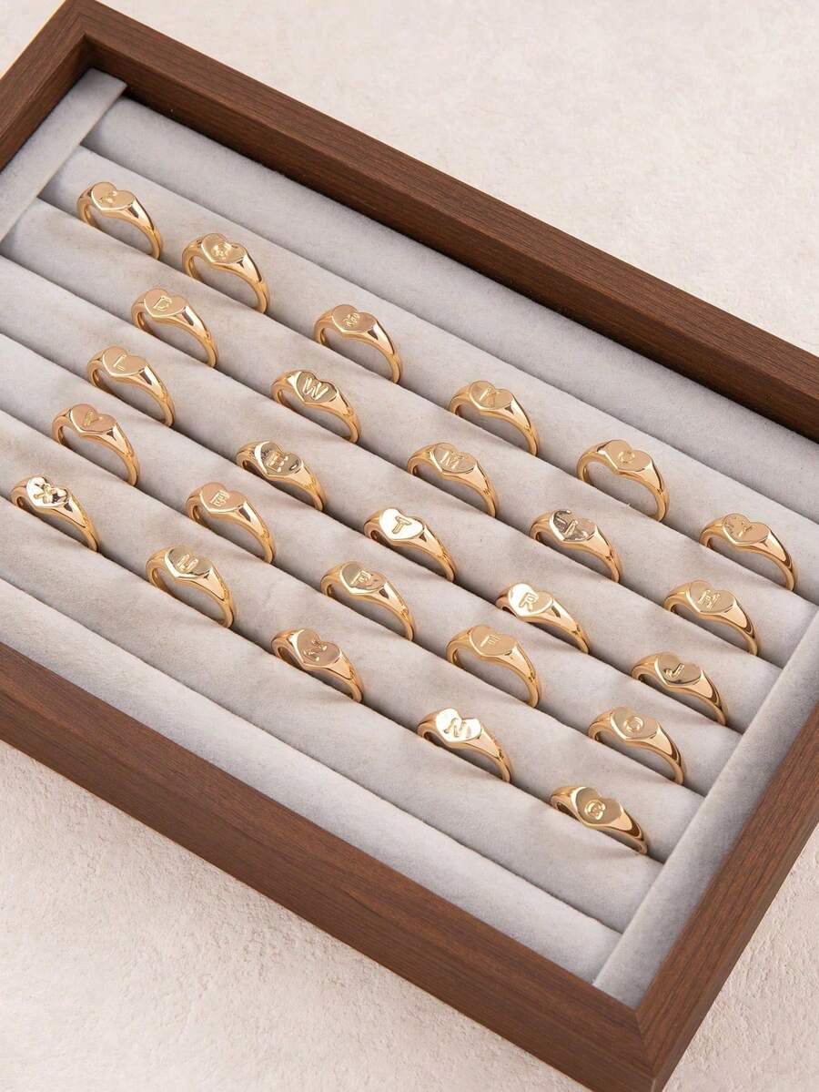 1 chiếc nhẫn kiểu cổ điển 26 chữ cái, thích hợp làm quà tặng cá nhân hóa, quà tặng bạn bè, quà tặng ngày lễ cho thanh thiếu niên. - Nhiều màu - Xem 1