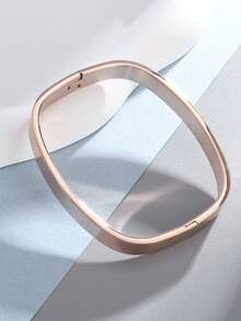 1pc Stainless Steel Fashion Minimalist Smooth Surface Square Bracelet, Unisex Jewelry, Punk Hip-Hop Popular Accessory Gift - Square Bracelet - View 16