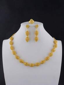Women's 24K Gold Plated Football Theme 2-Piece Jewelry Set - Adjustable Necklace & Earrings Set,  Electroplated Copper Base Sparkling Light Luxury Gift For Game Day & Holiday - 金色 - 查看 14