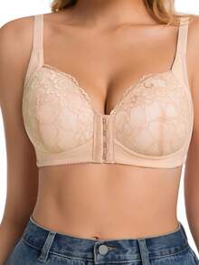 3pcs Women's Front Closure Sexy Lace Wireless Adjustable Strap Leisure Backless Bra Set - Multicolor - View 4