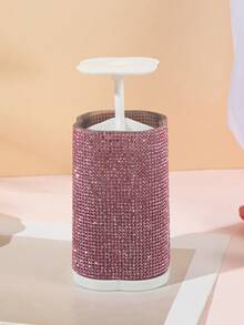 klimonla 1pc Diamond Studded 4-Compartment Cotton Swab Storage Tube, Can Hold Tissues, Cotton Balls, Cotton Swabs, Dental Floss, Bandages, Round 4-Grid Storage Canister - Multicolor - View 11