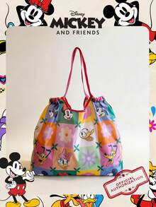 Disney 1 Pc Official Licensed Mickey Mouse Storage Bag Foldable Shopping Bag High-Capacity Tote Bag Drawstring Shoulder Bag Lightweight Handbag Official Licensed - Verifiable For Lady/Girls/Women Perfect For Daily/Shopping/Going Out - Multicolor - View 1