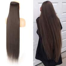 Tóc nối tổng hợp 5 kẹp dài 32 inch - Tóc giả thẳng dài màu nâu đen, dày và mượt mà, kẹp liền mạch, giúp tăng chiều dài và độ dày tức thì, tóc giả chịu nhiệt, phù hợp cho tạo kiểu hàng ngày, tiệc tùng và các dịp đặc biệt. - Nhiều màu - Xem 11