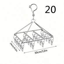 1个不锈钢晾衣架，带40个夹子，多功能悬挂式收纳架，可用于晾晒袜子、毛巾、胸罩、手套、婴儿衣服和其他室内/室外物品 - 彩色 - 查看 13