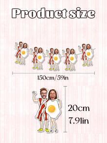 7/14/21件套定制照片培根鸡蛋情侣横幅花环 – 个性化趣味情侣脸横幅，适用于情人节/周年纪念日/生日派对装饰 | 可定制情侣照片花环，适用于家居墙面、派对背景 | 幽默美食主题情侣派对横幅 - 彩色 - 查看 7