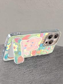 1个电镀闪粉全包可爱粉色猫咪手机壳，带3D隐形镜面支架，兼容 11/12/13/14/15/16/17/Pro Max - 綠色 - 查看 3