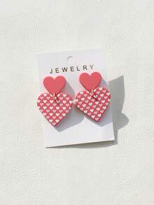 1 Pair Heart & XO Doodle Acrylic Pendant Earrings For Women, Romantic Gift For Date, Wedding, Party - Multicolor - View 10