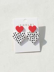 1 Pair Heart & XO Doodle Acrylic Pendant Earrings For Women, Romantic Gift For Date, Wedding, Party - Multicolor - View 11