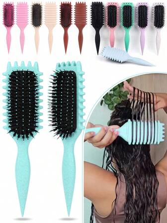 1pc Curling Hair Styling Brush - Flexible And Easy To Comb, With Anti-Slip Handle, Enhances Shine And Styling For Wet Hair, Ideal For Daily Care Of Curly Hair Women, Also A Must-Have For Back To School, Travel And Vacation. This Brush Has Versatile Uses For Various Occasions.