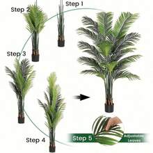 Artificial Areca Palm In Pot (Pot Not Included) - Outdoor/Indoor Shrub That Can Be Planted Directly In The Ground, An Evergreen Wealth Tree Suitable For Gardens, Patios And Balconies. Enhances The Aesthetics Of The Garden With Artificial Indoor/Outdoor Trees. - 綠色 - 查看 4